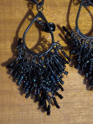 Chandelier tassel earrings like new, black boho gothic design