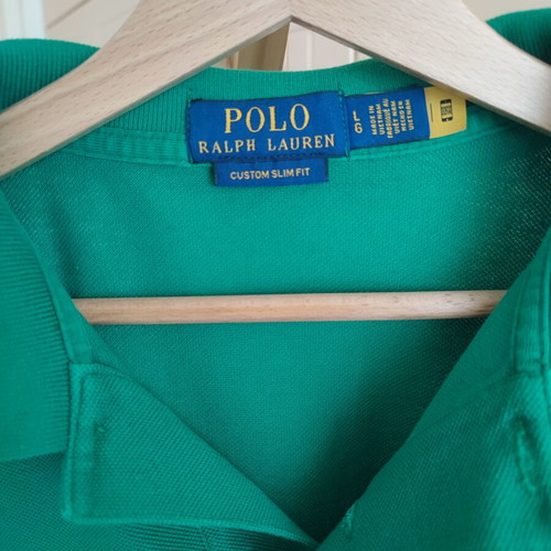 Ralph Lauren men's polo shirt green, custom slim fit, like new, size L