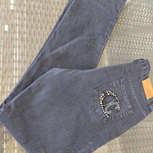 Vintage Just Cavalli jeans with rhinestone logo and coated effect IT 50