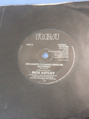 Rick Astley She Wants To Dance With Me 45 RPM vinyl used, English pressing