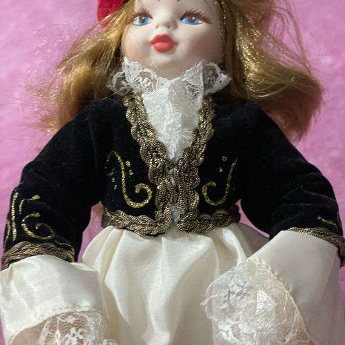 Porcelain doll Amalia collectible like new, made in Greece, 32cm