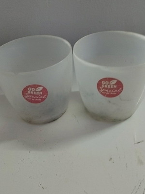 Plastic orchid pots used, set of 2, green & organic