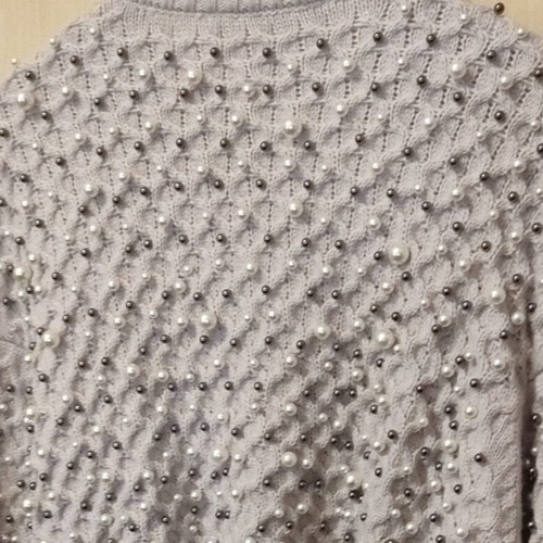 Zara cardigan handmade knitted gray-beige new with beads