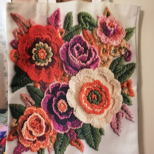 Market bag new, polyester with digital print, 35/45 cm