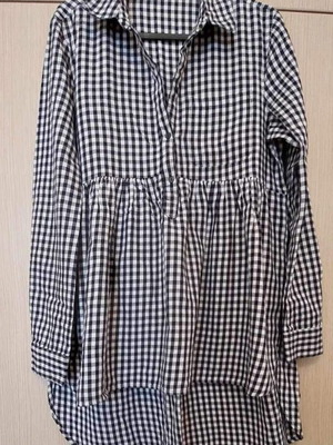 Zara shirt checked asymmetric like new, size S 36 8, white blue