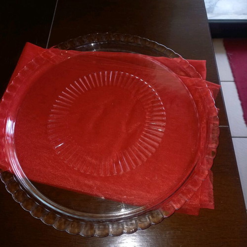 Glass serving platter used, 32 cm, with minor damages