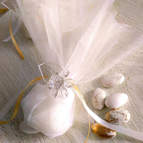 Handmade wedding favors new with crystallized flower and organza tulle