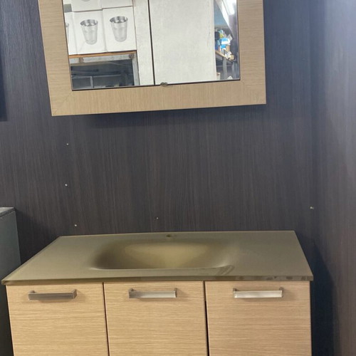 Adamidis bathroom furniture with 90cm glass sink and mirror new