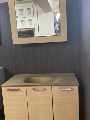 Adamidis bathroom furniture with 90cm glass sink and mirror new
