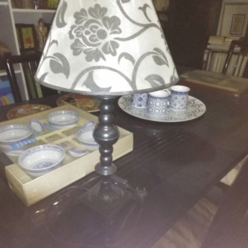 Table lamps set of 2 new with white and black floral design