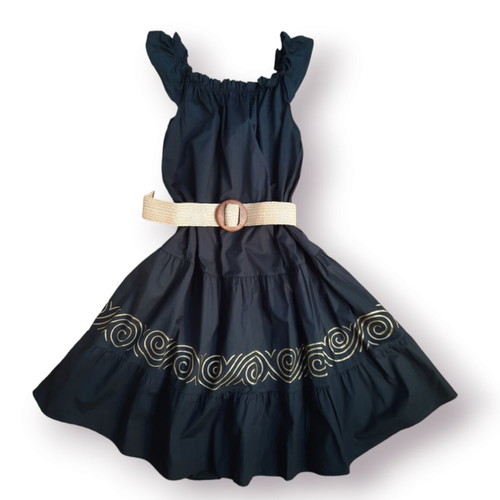 Dress midi hand-painted L-XL new with belt
