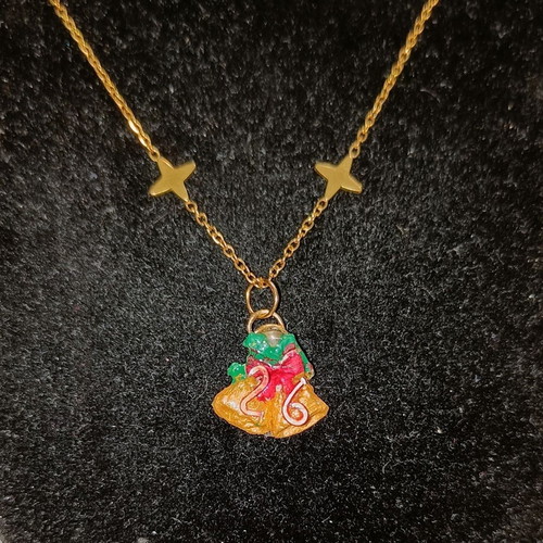 Handmade 2026 lucky charm necklace with bells and steel chain with stars