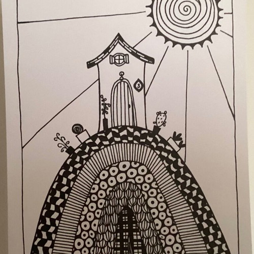 House sketch original on acid free watercolor paper 14.8x20.5cm