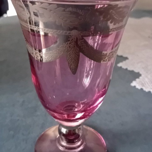 Pink Murano luxury glasses new with silver, set of 2 pieces