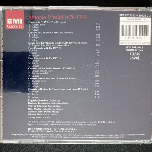 Antonio Vivaldi Concerti 2 CDs used with magazine, classical music