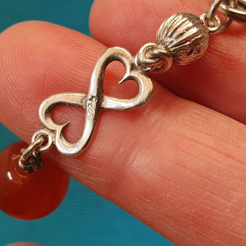 Silver 925 bracelet with carnelian stones used