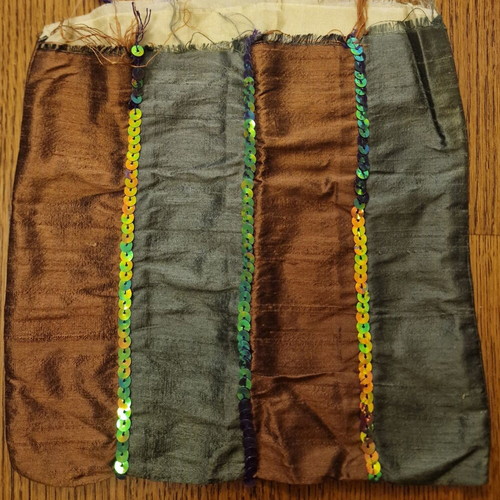 Fabric bag for crafting like new with embroidered sequins