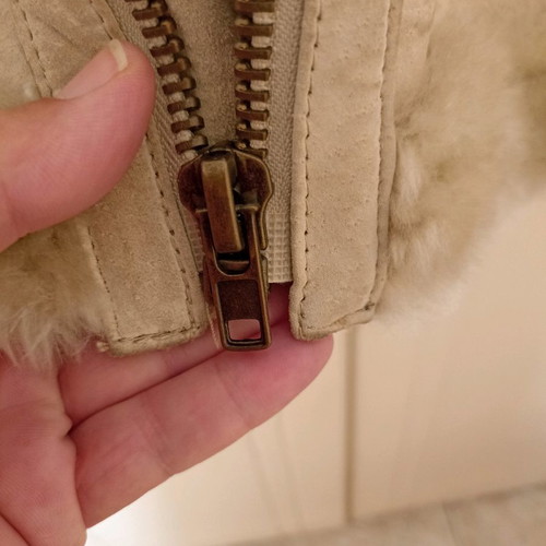 Suede leather jacket used, beige, size XL