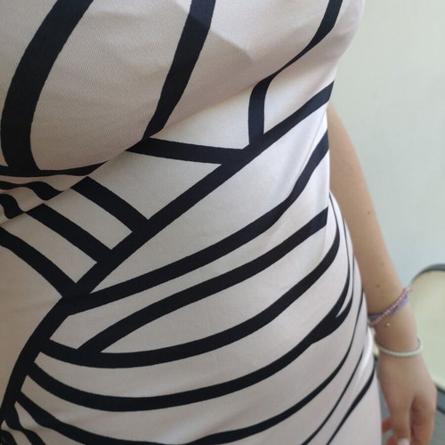 Shein dress refurbished, pink with black stripes, size M