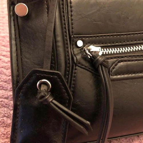 H&M mini black leather handbag new with rock details