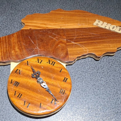 Vintage Handmade Wooden Wall Clock Rhodos like new
