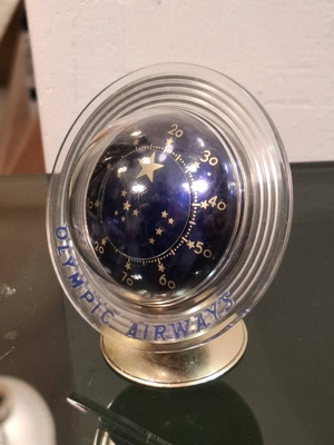Θερμόμετρο γραφείου Olympic Airways 1960, μεταχειρισμένο, μπρούτζινο και μπλε