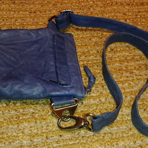 Original bag used, blue, made of genuine leather