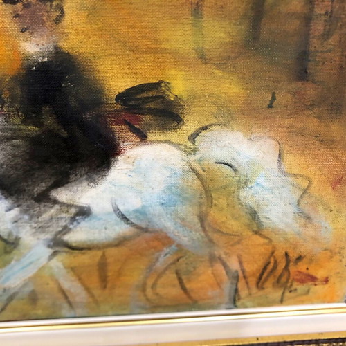 Oil painting Doris Michail Papageorgiou Walk with Horses used 50x60 cm