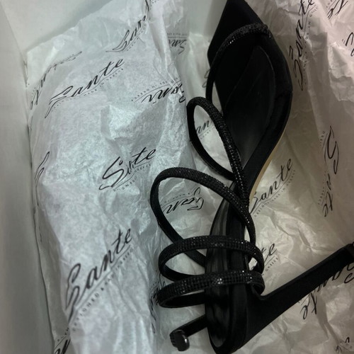 Sante sandals with rhinestones, black, size 37