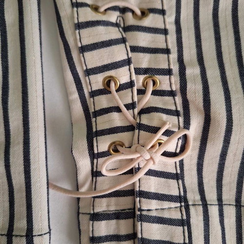 MIA women's cotton striped jean-style jacket black white like new