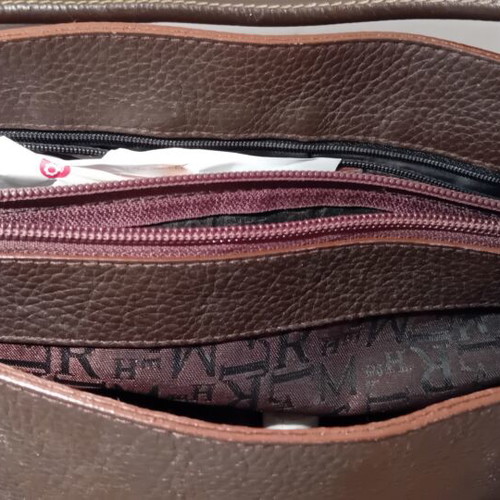 Lamarthe authentic leather shoulder bag, brown