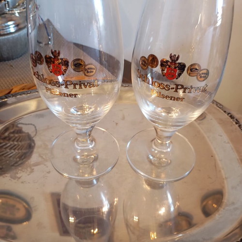 Schloss-Privat Pilsener beer glasses set of 2 new, 17 cm height
