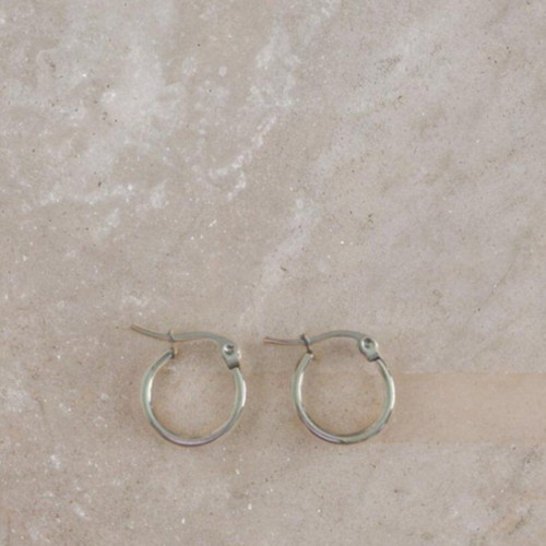 Steel silver hoop earrings new 10mm