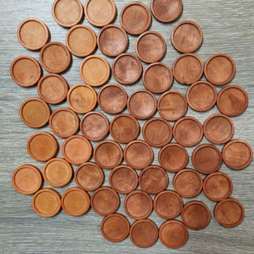 Wooden cabochon bases new, 54 pieces, 2 brown shades