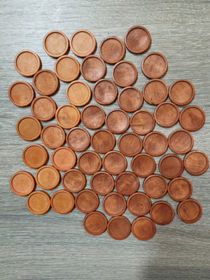 Wooden cabochon bases new, 54 pieces, 2 brown shades