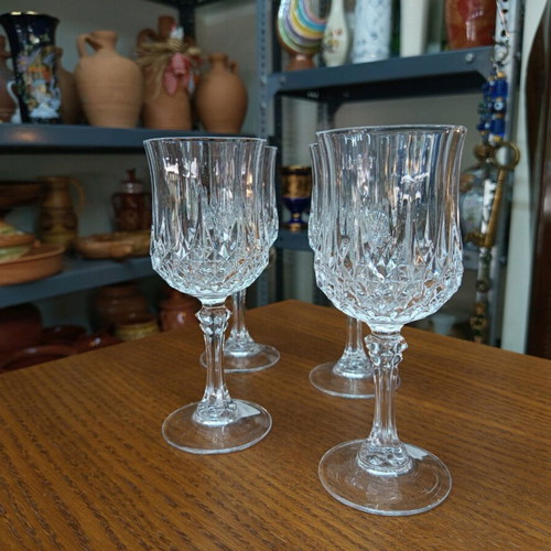 Glass water goblets rhombus pattern set of 4 new 240 ml