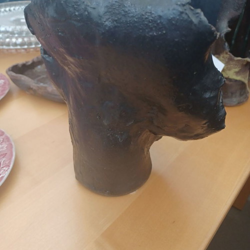Ceramic designer vase used, anthracite color