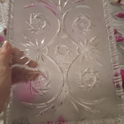 Luxury carved crystal serving tray, 32cm by 24cm, new