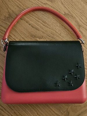O bag handbag new black-red silicone and leather
