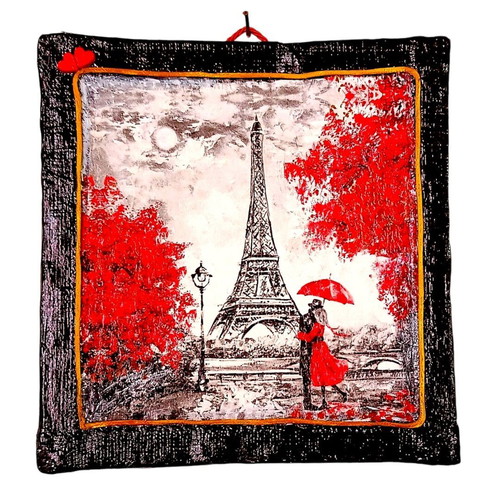 Handmade frame or tabletop decoration Couple in romantic Paris