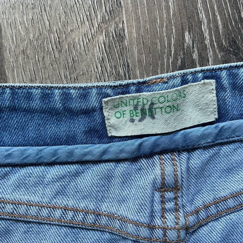 Benetton denim mini skirt with raw hem like new, size M/L