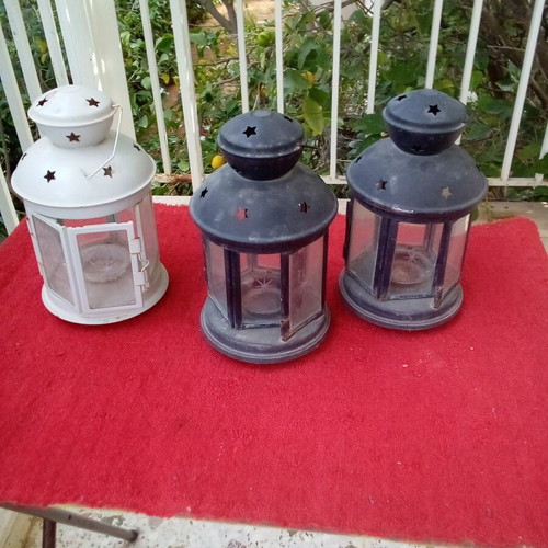 Garden lanterns used, pack of 3, 20 cm height