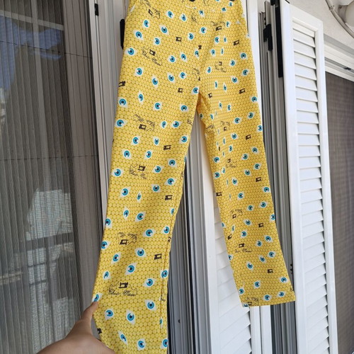 Yellow printed cropped chino pants United Colors of Benetton new, size S
