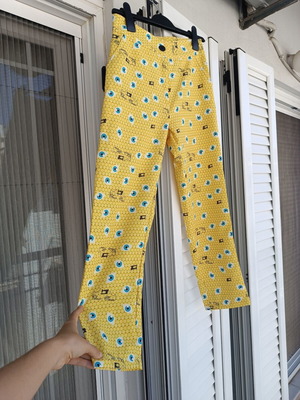 Yellow printed cropped chino pants United Colors of Benetton new, size S