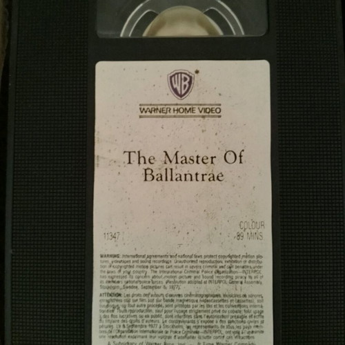 The Master of Ballantre videocassette like new, classic adventure