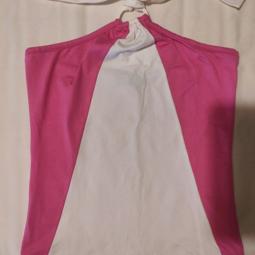 Vintage Y2K halter top with neck tie like new, white and pink