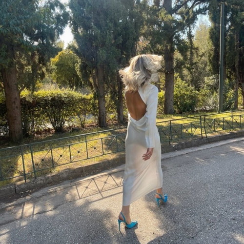 Nash dress white size S like new with open back and gold button