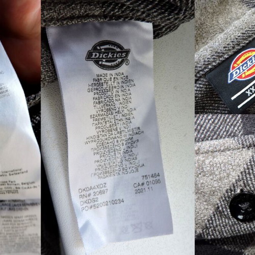 Dickies Mens Long Sleeve Shirt Grey Black Cotton Like New Size XL XXL