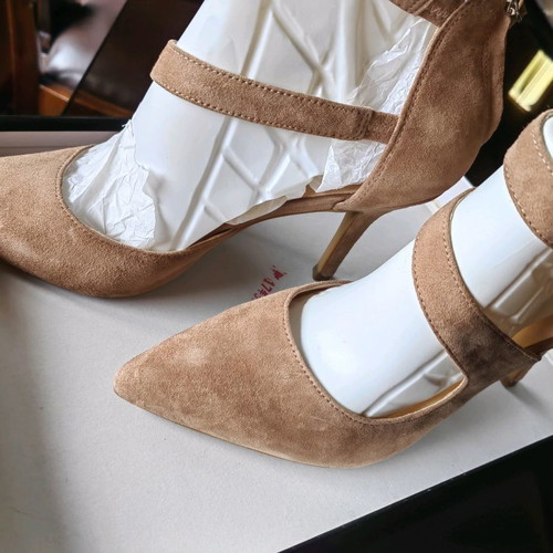Suede leather pumps used, beige, size 37