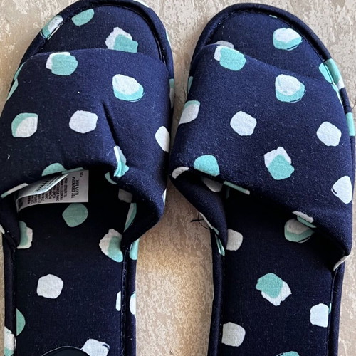 M&S slippers blue with polka dots new